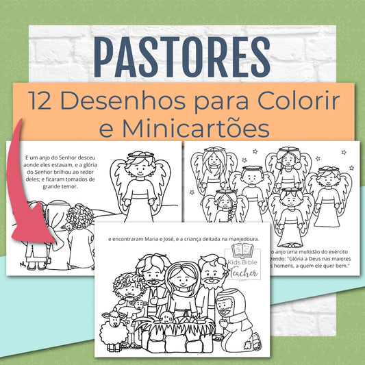 A História dos Pastores e dos Anjos para Colorir — PRINTABLE