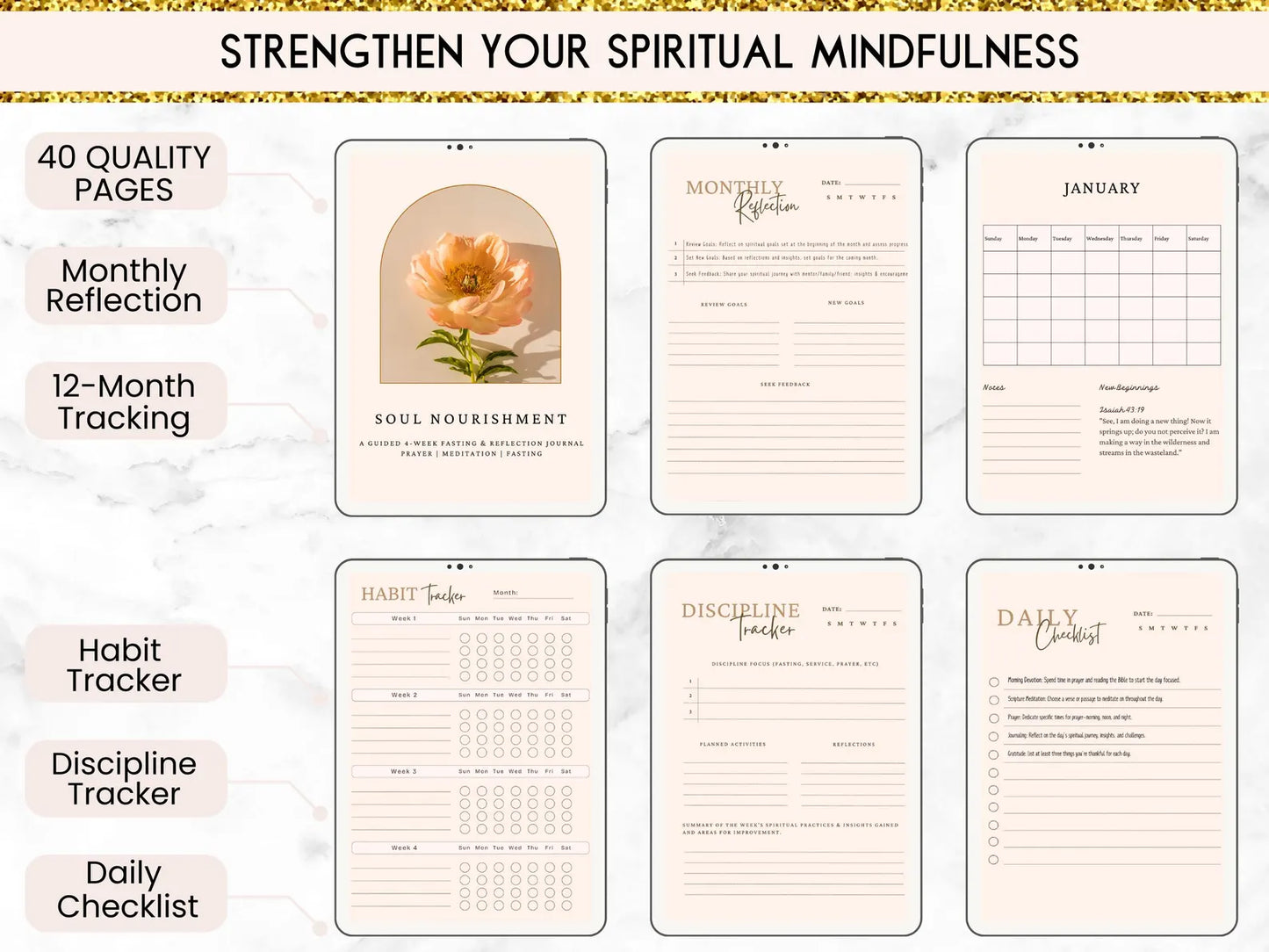 📖 Paquete de descarga digital de 5 hermosos diarios de oración 