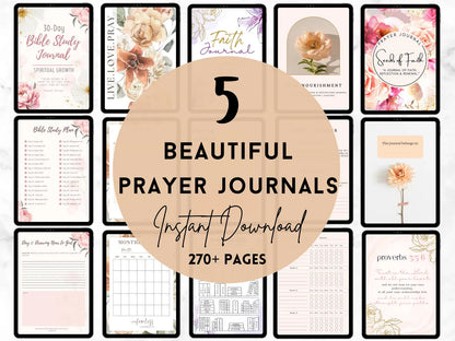 📖 Paquete de descarga digital de 5 hermosos diarios de oración 