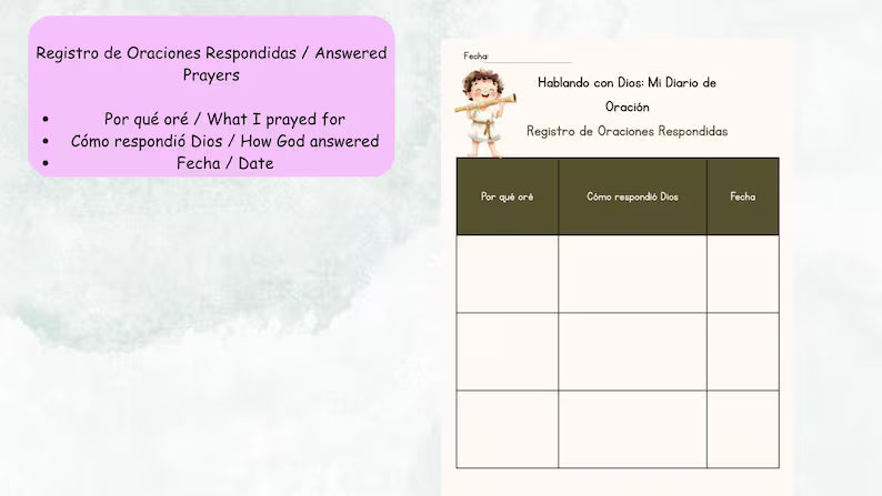 Diario de Oración Infantil en Español - Hablando con Dios